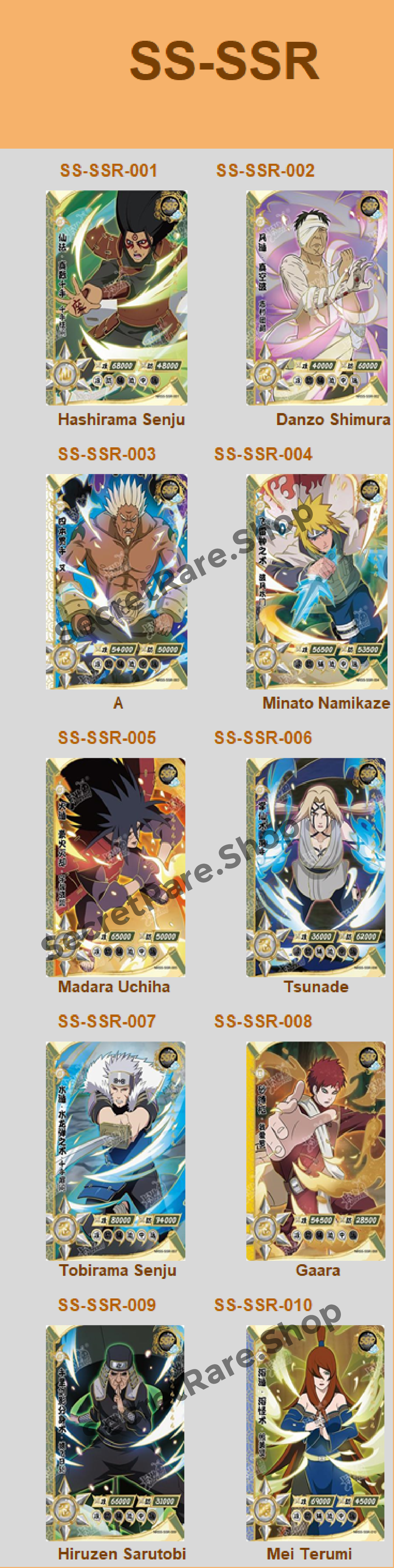 All SSR Cards – Secret Rare